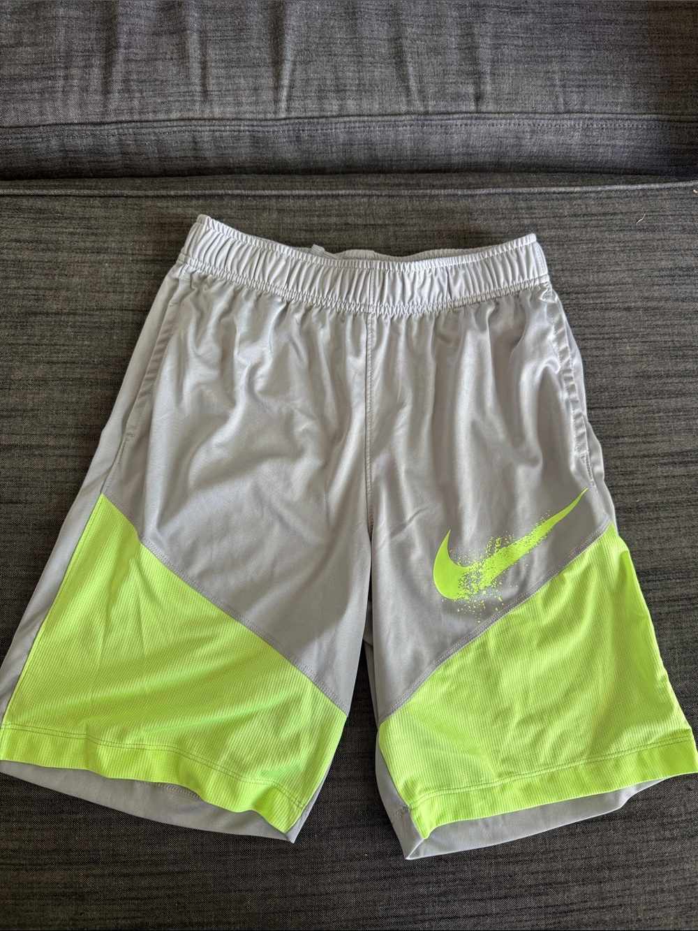 Nike Gray & Volt Kids Athletic Shorts